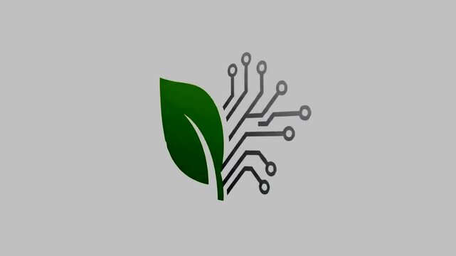 Green Technology Integration - Leaf and Circuit Board Connection Concept.