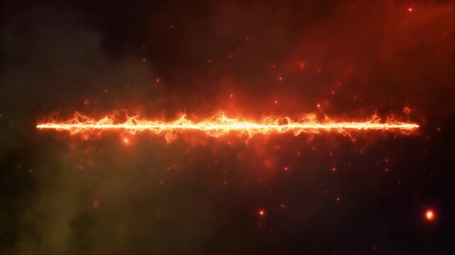 Fiery orange red energy ribbon burning across dark textured background with intense glowing power force