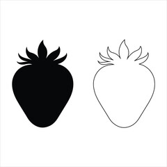 Strawberry fruit silhouette vector illustration, fresh berry collection design, organic food symbol, minimal strawberry icons set, healthy nutrition concept, natural summer fruit art. 