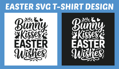 Obraz premium Bunny Kisses Easter Wishes Typography T Shirt Design Vector