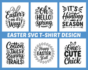 Fototapeta premium Easter SVG Typography Bundle T-Shirt Design Vector Illustration Set