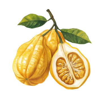 Minimal yet artistic elements for creative designs. hand-drawn paint, Simple Illustration, A beautiful painting of yellow mombin fruit, EPS format, isolated on a white background