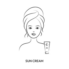 Face Sun Protection Beauty Care Outline Illustration