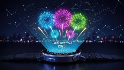 Smartwatch fireworks and constellations for New Year 2026