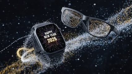 Smartwatch and smart glasses display circuit board and New Year greeting
