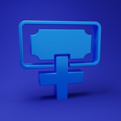 Obraz premium Blue Donation and charity icon isolated on blue background. Donate money and charity concept. Minimalism concept. 3D render illustration