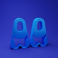 Blue Rubber flippers for swimming icon isolated on blue background. Diving equipment. Extreme sport. Diving underwater equipment. Minimalism concept. 3D render illustration © vector_v