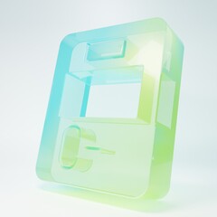 Frosted glass Exam paper with incorrect answers survey icon isolated on white background. Bad mark of test results. Minimalism concept. 3D render illustration