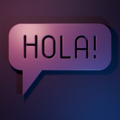 Purple Hola in different languages icon isolated on purple-blue background. Speech bubbles. Minimalism concept. 3D render illustration © vector_v