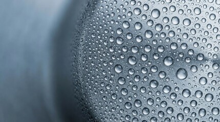 Close-Up of Water Droplets on Metal Surface