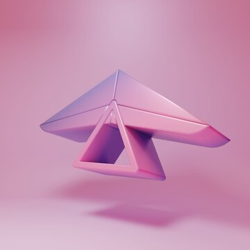 Purple-pink Hang glider icon isolated on pink background. Extreme sport. Minimalism concept. 3D render illustration