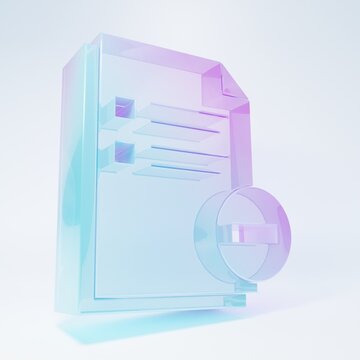 Frosted glass Document with minus icon isolated on white background. Clear document. Remove file document. Delete information file. Minimalism concept. 3D render illustration