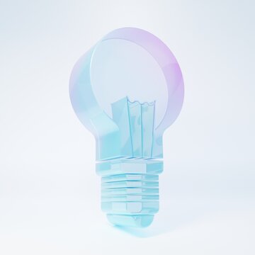Frosted glass Light bulb with concept of idea icon isolated on white background. Energy and idea symbol. Inspiration concept. Minimalism concept. 3D render illustration