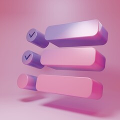 Fototapeta premium Purple-pink Task list icon isolated on pink background. Control list symbol. Survey poll or questionnaire feedback form. Minimalism concept. 3D render illustration