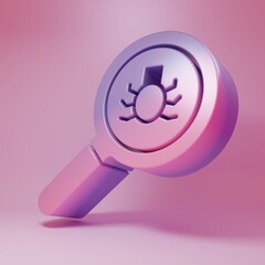 Purple-pink Flea search icon isolated on pink background. Minimalism concept. 3D render illustration
