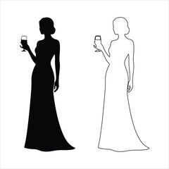 Woman drinking silhouette vector, on white background.  vector illustration design.