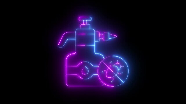 neon Bug spray icon animation. pest Control Icon: Insect Repellent Aerosol Spray Eliminating Bugs. Keep bugs at bay with Insect Spray icon animation. 4k video animation.