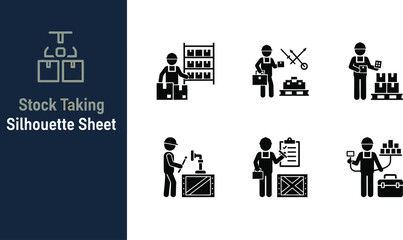 Warehouse inventory and stock taking silhouette Sheet