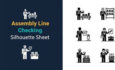 Factory assembly line inspection and quality control silhouette Sheet