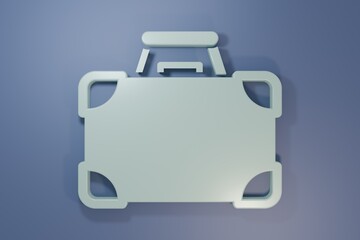 Grey Briefcase and money icon isolated on purple-blue background. Business case sign. Business portfolio. Minimalism concept. 3D render illustration
