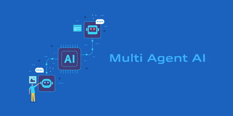 Multi agent AI architecture, dedicated AI processing unit, multiple intelligent robotic agents execute complex tasks, corporate and enterprise at scale.