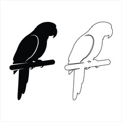 Parrot silhouette isolated - vector illustration. Flying macaw parrot silhouette vector graphic design element illustration .