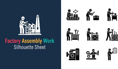 Naklejka premium Factory manufacturing and industrial worker silhouette Sheet