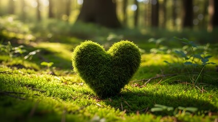 Heart shaped bush in a sunlit forest glade