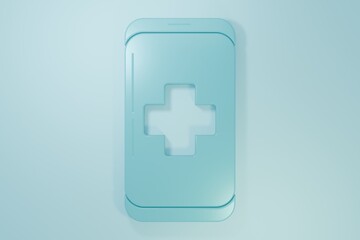 Obraz premium Blue Emergency mobile phone call to hospital icon isolated on blue background. Minimalism concept. 3D render illustration