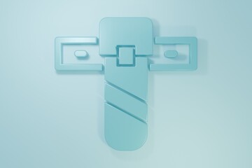 Fototapeta premium Blue Knife holster icon isolated on blue background. Minimalism concept. 3D render illustration