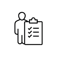Flat Design Icon Person Holding Checklist One