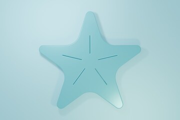 Blue Starfish icon isolated on blue background. Minimalism concept. 3D render illustration