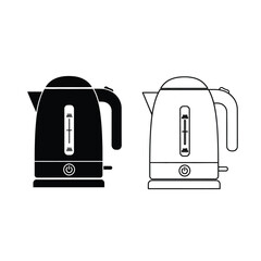 A simple illustration of a black and white electric kettle showcasing its design and functionality