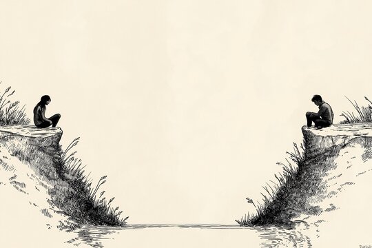 Two People Separated by a Gap, Concept of Distance and Relationship Breakdown