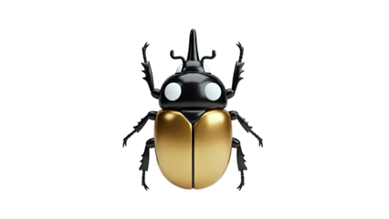 Gold and Black Cartoon Rhinoceros Beetle