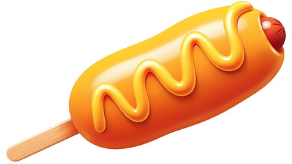 Delicious corn dog with yellow mustard topping