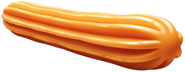 Vibrant orange churro on transparent background