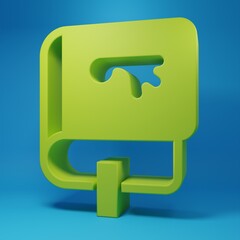 Fototapeta premium Green Viking book icon isolated on blue background. Minimalism concept. 3D render illustration