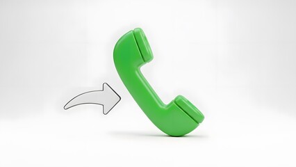 A vibrant green telephone receiver with an outgoing call arrow