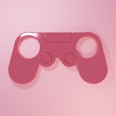 Pink Gamepad icon isolated on pink background. Game controller. Minimalism concept. 3D render illustration © Kostiantyn