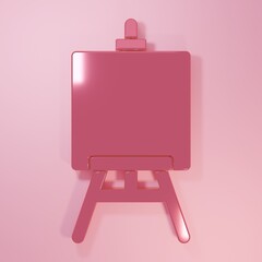 Pink Wood easel or painting art boards icon isolated on pink background. Minimalism concept. 3D render illustration