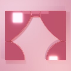 Pink Curtain icon isolated on pink background. For theater or opera scene backdrop, concert grand opening or cinema premiere. Minimalism concept. 3D render illustration