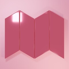 Pink Folded map icon isolated on pink background. Minimalism concept. 3D render illustration