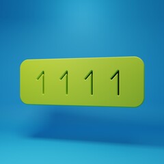 Green Password protection and safety access icon isolated on blue background. Security, safety, protection, privacy concept. Minimalism concept. 3D render illustration