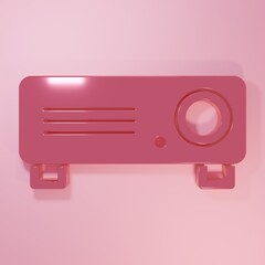 Pink Presentation, movie, film, media projector icon isolated on pink background. Minimalism concept. 3D render illustration