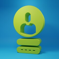 Green Create account screen icon isolated on blue background. Minimalism concept. 3D render illustration