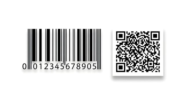 A detailed shot of a barcode and a QR code, representing technology and data. The design of the codes includes intricate details, ready for scanning - Powered by Adobe