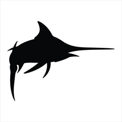 A collection of  swordfish silhouettes  illustrating vector on white background.  swordfish silhouette  and illustration isolated on white  background