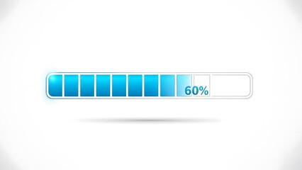 Progress bar indicating 60% completion, with a sleek, modern design and a light blue color scheme. It symbolizes ongoing process or loading state.