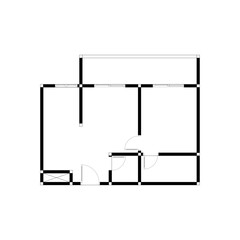 Black and White floor plan of a modern unfurnished house for your design. Suburban house vector blueprint. Architectural background